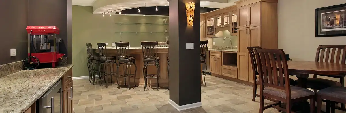 modern basement remodeling with custom finishes and open layout in a home in Colorado Springs, CO