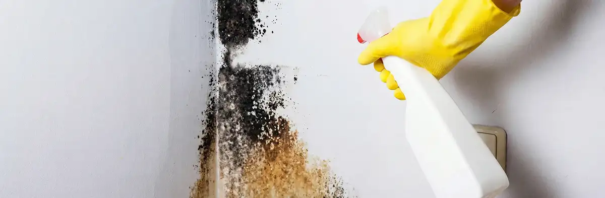 visible mold growth on an interior wall being treated during mold removal service in Colorado Springs, CO